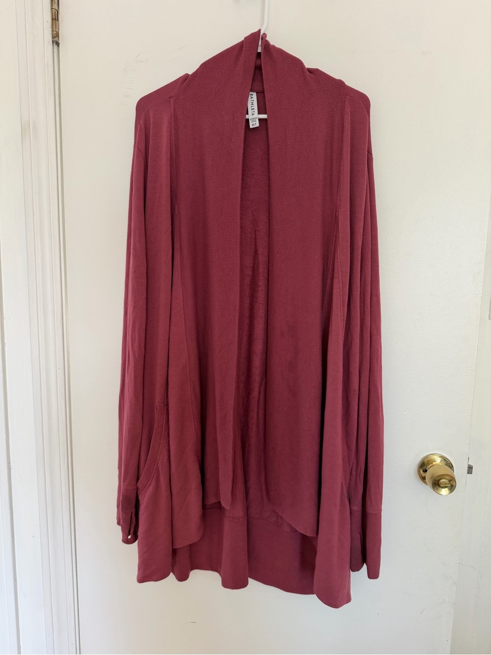 Athleta Open Front Long Cardigan Wrap XLT Berry Modal